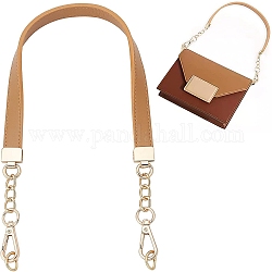 Sangles de sac en cuir pu, avec chaîne gourmette en alliage et fermoirs pivotants et anneau en D en fer, plat, pour les accessoires de remplacement de sac, blé, 61.5x1.9x0.5 cm