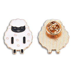 Sheep Shape Enamel Pin, Light Gold Plated Alloy Cartoon Badge for Backpack Clothes, Nickel Free & Lead Free, Creamy White, 21.5x29mm