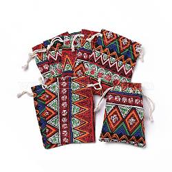 Bolsas de embalaje de poliéster (algodón poliéster) Bolsas con cordón, rojo, 14x10 cm