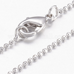 Brass Ball Chain Necklaces, with Lobster Claw Clasps, Real Platinum Plated, 17.5 inch(44.5cm)