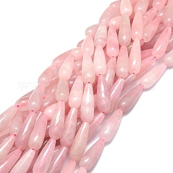 Granos naturales de abalorios de cuarzo rosa, gota de agua, 30x10mm, agujero: 1.4 mm, aproximamente 13 pcs / cadena, 15.75'' (40 cm)