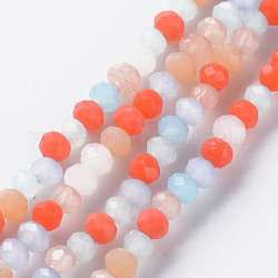 Glass Beads Strands, Faceted Rondelle, Mixed Color, 3x2.5mm, Hole: 0.6mm, about 192~195pcs/strand, 16.93 inch~17.52 inch(43cm~44.5cm)