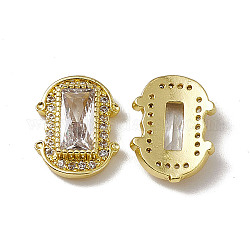 Cabochon in ottone con pavé di zirconi chiari, nail art accessori decorativi, con strass vetro, ovale, oro chiaro, 13x9.5x3mm