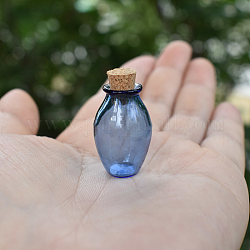 Ovale Glaskorkenflaschenverzierung, Glas leere Wunschflaschen, puppenhaus dekorationen, königsblau, 25x16.5 mm