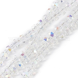 Trasparenti perle di vetro placca fili, sfaccettato, rondelle, ab colore placcato, chiaro ab, 5.5x3.5~4mm, Foro: 1 mm, circa 100pcs/filo, 21.65~22.05 pollice (55~56 cm)
