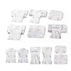 Pandahall Elite 120 Stück 6 Stile Marmormuster Papierkarten display, Haarspangen-Grafikkarten, weiß, 20pcs / style