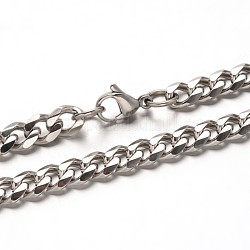 La mode des bracelets de la chaîne de trottoir 304 acier inoxydable, avec fermoirs mousquetons, facette, couleur inoxydable, 8-1/2 pouce (215 mm)