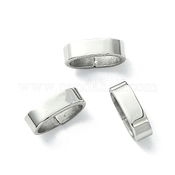 304 charms per diapositive in acciaio inossidabile / perle scorrevoli, per fare braccialetti con cordoncino di cuoio, ovale, colore acciaio inossidabile, 3.5x11.6x6.6mm, Foro: 9.2x4.5 mm