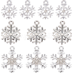 SUNNYCLUE 36Pcs 3 Style Alloy Pendants. Snowflake Charm, Platinum, 16~22x13~17x1.7~3mm, Hole: 1.6~2mm, 12pcs/style