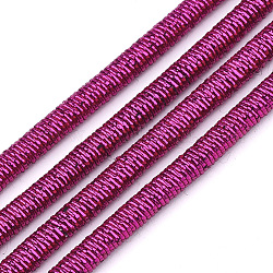 Polyester- und Baumwollkordeln, mit Eisenkette innen, kantille, Medium violett rot, 4 mm, ca. 54.68 Yard (50m)/Bündel