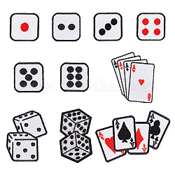 FINGERINSPIRE 10 Style Dice Poker Ace Clothes Patch Iron on Embroidered Applique Roll of Dice Embroidered Applique Playing Card Gaming Applique Patches for Jeans Hats Bags Jackets Shirts Clothing DIY