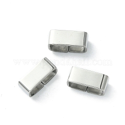 304 Stainless Steel Slide Charms/Slider Beads, For Leather Cord Bracelets Making, Rectangle, Stainless Steel Color, 4x9.6x4.6mm, Hole: 8x3mm
