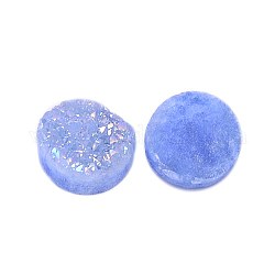 Cabochons en cristal druzy naturel électrolytique, plat rond, teinte, bleuet, 14x5~10mm