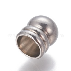 201 Stainless Steel Cord Ends, Grooved, Column, Stainless Steel Color, 8x7mm, Hole: 5mm