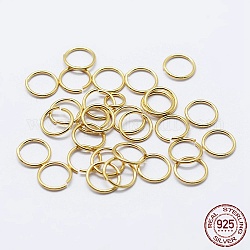 925 anello di salto aperto in argento sterling, anelli rotondi, vero placcato oro 18k, 21 gauge, 4x0.7mm, diametro interno: 2mm, circa 243pcs/10g