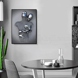 3D効果化学繊維油キャンバス吊り絵画  キスをするカップルの寝室の装飾  ウォールアートロマンチックな抱き合うカップルのポスター印刷画像  リビングルーム用の抽象的な現代アートワーク  恋人の模様  400x300x3mm