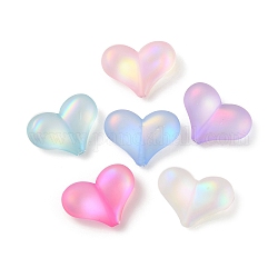 Spruzzo verniciato perline acriliche trasparenti, cuore, colore misto, 16x22x8mm, Foro: 1.6 mm