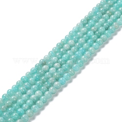 Chapelets de perles en amazonite naturelle, ronde, Grade a, 4mm, Trou: 0.8mm, Environ 89 pcs/chapelet, 14.96 pouce (38 cm)