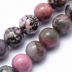 Chapelets de perles en rhodonite naturelle, ronde, 12mm, Trou: 1.2mm, Environ 32 pcs/chapelet, 15.3 pouce (39 cm)