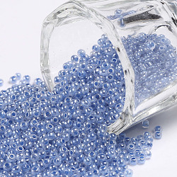 Perline di semi di vetro rotonde di grado 12/0, ceylon, blu fiordaliso, 2x1.5mm, Foro: 0.7 mm, circa 48500pcs/libbra