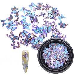 Бумажные кабошоны, украшения для ногтей, реалистичная бабочка, глубокое синее небо, 4~8x5~10x0.1 мм, Около 100 шт / коробка