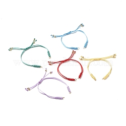 Accessoires de fabrication de bracelet en cordon tressé en nylon réglable, avec perles en laiton et 304 anneaux de saut en acier inoxydable, véritable 18k plaqué or, couleur mixte, 9-5/8 pouce (24.5 cm)