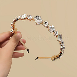 Glas-Strass-Haarbänder, Goldfarbener Haarschmuck aus Eisen für Frauen und Mädchen, Kristall, 150x130 mm