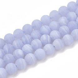 Chapelets de perles en agate avec dentelle bleue naturelle, mat, grade AB +, ronde, 4mm, Trou: 1mm, Environ 96 pcs/chapelet, 15.5 pouce