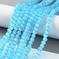 Katzenauge Perlen Stränge, Runde, Deep-Sky-blau, 4 mm, Bohrung: 0.7 mm, ca. 100~105 Stk. / Strang, 14.37~14.69 Zoll (36.5~37.3 cm)