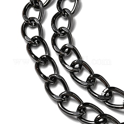 Aluminium Twisted Curb Chains, Unwelded, Faceted, Gunmetal, 10x6.5x1.8mm