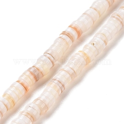 Shell perle d'acqua dolce fili, Disco / rotondo piatta, perline Heishi, 5~5.5x0.5~2.5mm, Foro: 1 mm, circa 220~221pcs/filo, 15.7~16.5 pollice (40~42 cm)