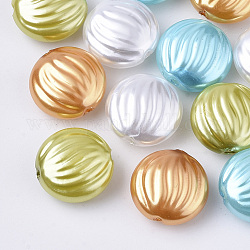 ABS-Kunststoff-Nachahmung Perlen, Flachrund, Mischfarbe, 14.5x7 mm, Bohrung: 1.4 mm, ca. 630 Stk. / 500 g