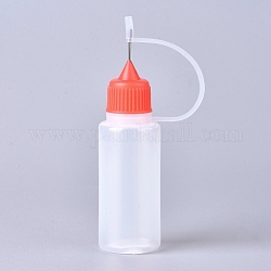 Flaschen mit Nadelapplikatorspitze aus Polyethylen (PE)., durchscheinende leere Leimflasche, mit Stahlstiften, rot, 8.5x2.3 cm, Kapazität: 15 ml (0.5 fl. oz)