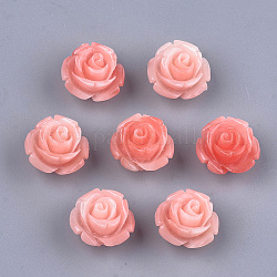 Synthetic Coral Beads, Dyed, Flower, Light Coral, 12~13x12~13x8~9mm, Hole: 1.2mm