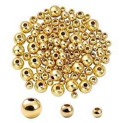 Set di perline distanziatrici rotonde in ottone placcato sottovuoto da 120 pezzo di 3 dimensioni,  cadmio& piombo libero, oro, 3mm / 4mm / 6 millimetri, Foro: 1~1.5 mm