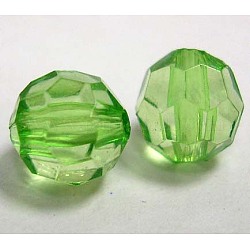 Colore smeraldo bubblegum chunky perline, perle tonde sfaccettate acrilico trasparente, su 20 mm di diametro, Foro: 2 mm