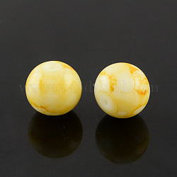 Fili di perle di vetro rotondo spruzzo verniciato, giallo, 4mm, Foro: 1.1 mm, circa 200pcs/filo, 31.4 pollice