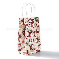 Sacchetti regalo in carta kraft a tema natalizio, con maniglie, buste della spesa, modello di Babbo Natale, 13.5x8x22cm