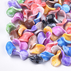 Perles acryliques, pierre d'imitation, torsion, couleur mixte, 27x16x5mm, trou: 1.8 mm, environ 360 pcs / 500 g