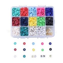 Perles d'argile polymère faites à la main écologiques, avec des perles acryliques, Perles séparateurs en laiton, Perles acryliques plaquées, couleur mixte, 6x1.2mm, Trou: 1.8mm