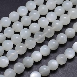 Natural White Moonstone Round Bead Strands, Grade AA, 10mm, Hole: 1mm, about 40pcs/strand, 15.5 inch