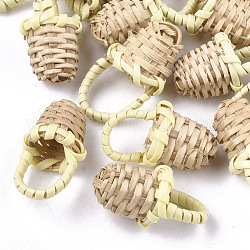 手作りリードケーン/ラタン編みペンダント  わらのイヤリングやネックレスを作るための  バスケット  25~30x14~15mm