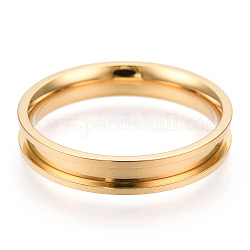 201 Stainless Steel Grooved Finger Ring Settings, Ring Core Blank, for Inlay Ring Jewelry Making, Golden, Inner Diameter: 19mm