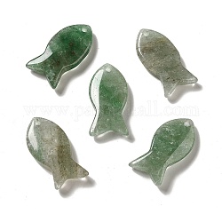 Pendentifs en quartz fraise vert naturel, breloques de poissons, 39x20x7~7.5mm, Trou: 2.3mm