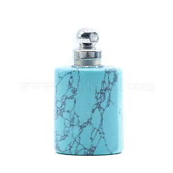 Synthetische blau-türkisfarbene Parfümflaschen-Anhänger, mit zufälliger Farbe Legierungszubehör, für ätherisches Öl, Parfüm, Elliptischer Zylinderförmig, 32x18 mm