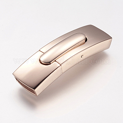 304 Stainless Steel Bayonet Clasps, Rectangle, Rose Gold, 32.6x6.2x6mm, Hole: 4x4mm