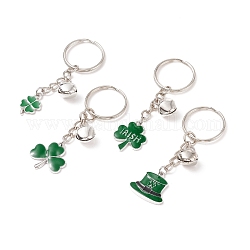 Porte-clés pendentifs clou de girofle et chapeau en alliage d'émail, avec porte-clés fendus et grelot en fer platiné, vert foncé, 7.2 cm