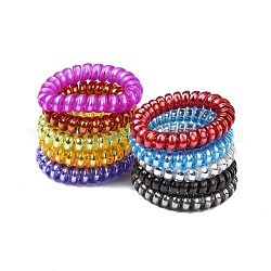 Opaque Plastic Telephone Cord Elastic Hair Ties, Ponytail Holder, with Metal Inside, Mixed Color, 35~39mm