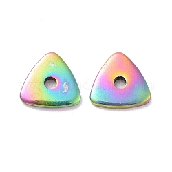 Ionenbeschichtung (IP) 304 Edelstahlperlen, Dreieck, Regenbogen-Farb, 6x6x1 mm, Bohrung: 1 mm