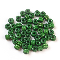 Wood Beads, Lead Free, Dyed, Column, Lime Green, 6x5mm, Hole: 2mm, about 11000pcs/1000g